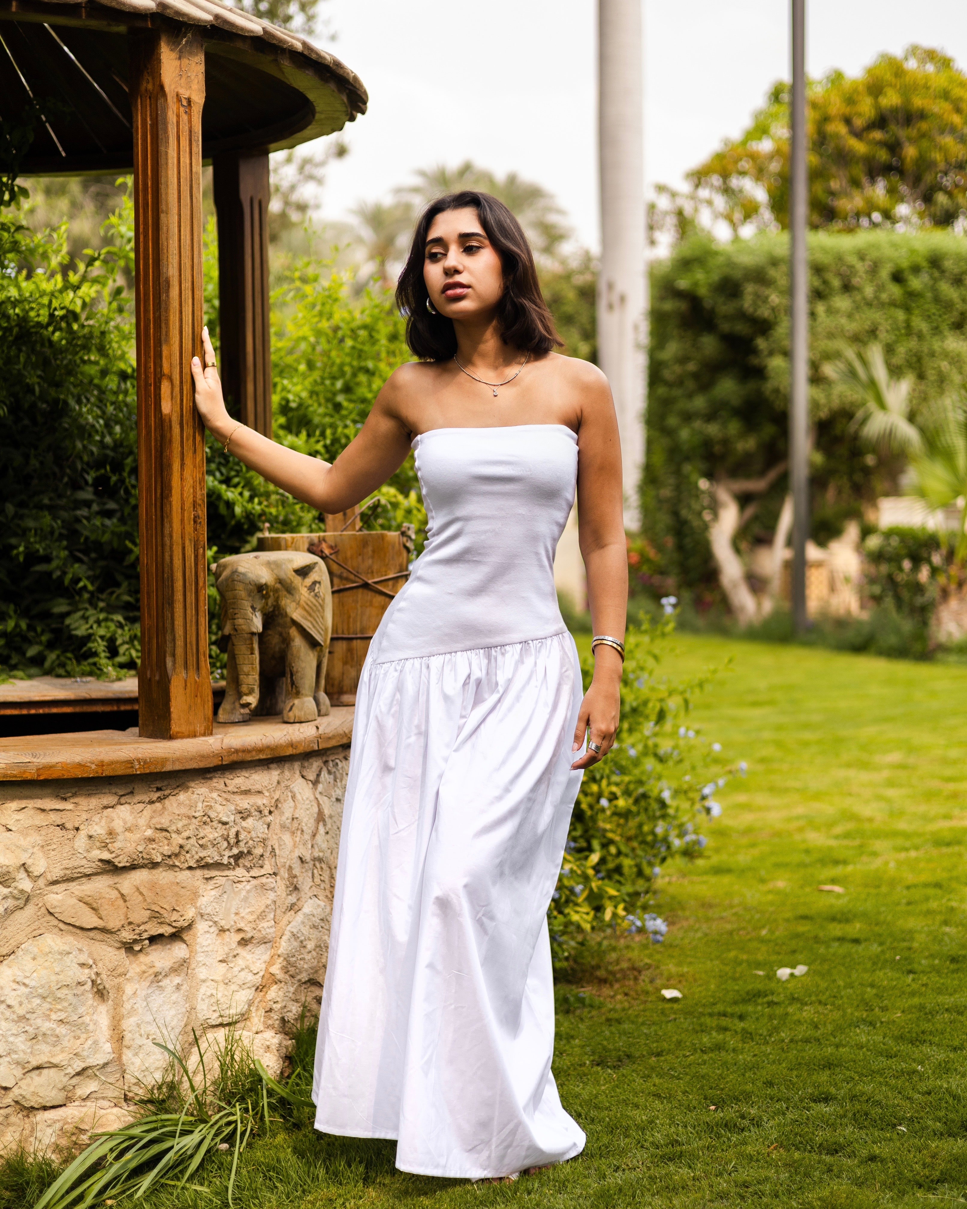 Asymmetric white dress