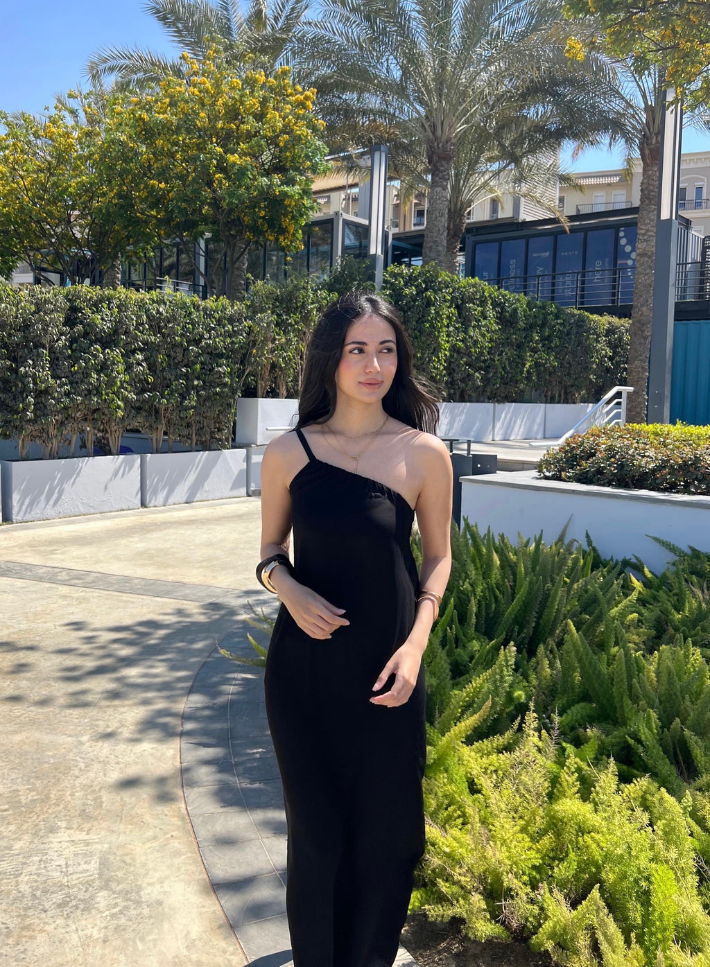 Asymmetric black dress